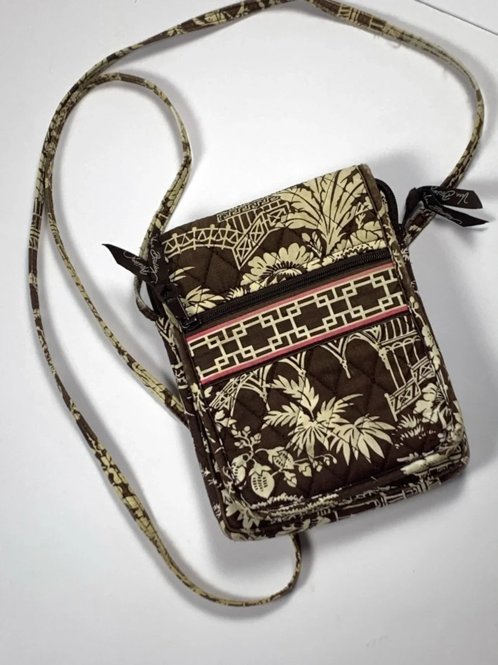 Vera Bradley Mini Hipster Crossbody Brown Imperial Toile Retired Quilted Bag